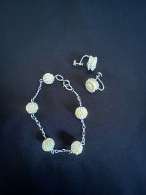 Vintage Beau Sterling Silver Bracelet and Earrings
